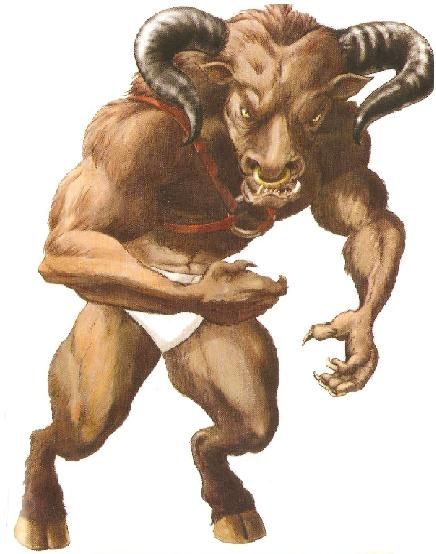 A Minotaur man with a bull's head