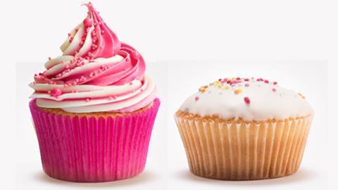 A cupcake and a fairy cake