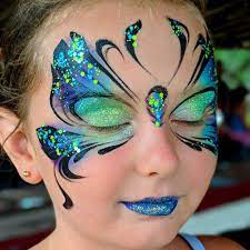A fairy face paint with glitter