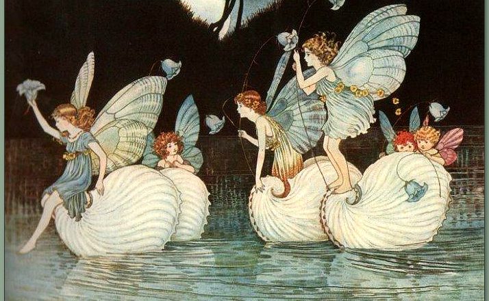 Medieval fairies on a river