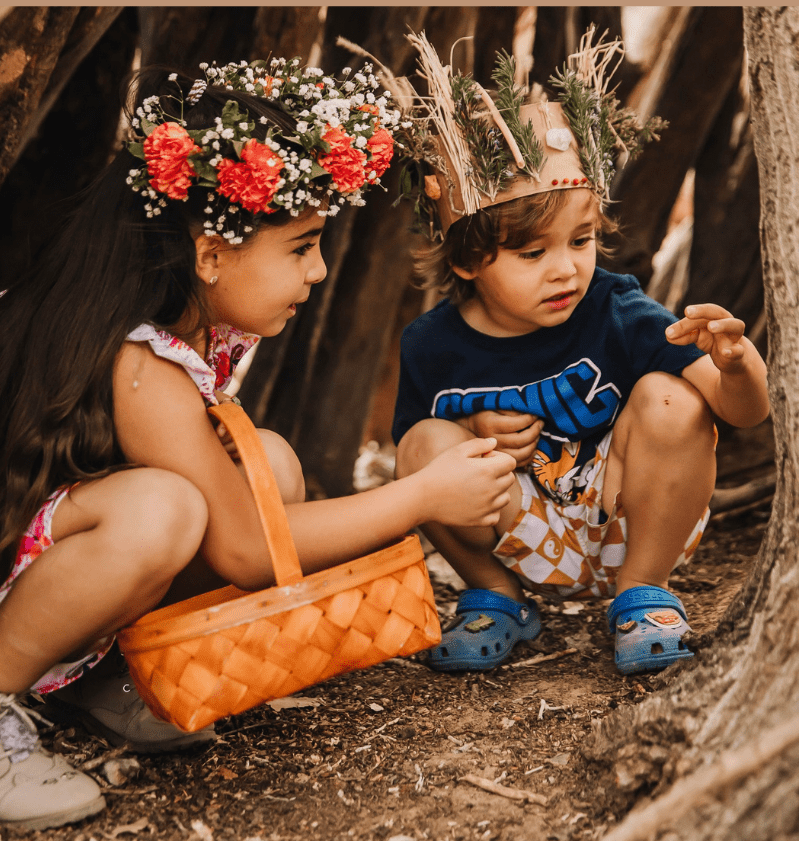 children in nature crowns