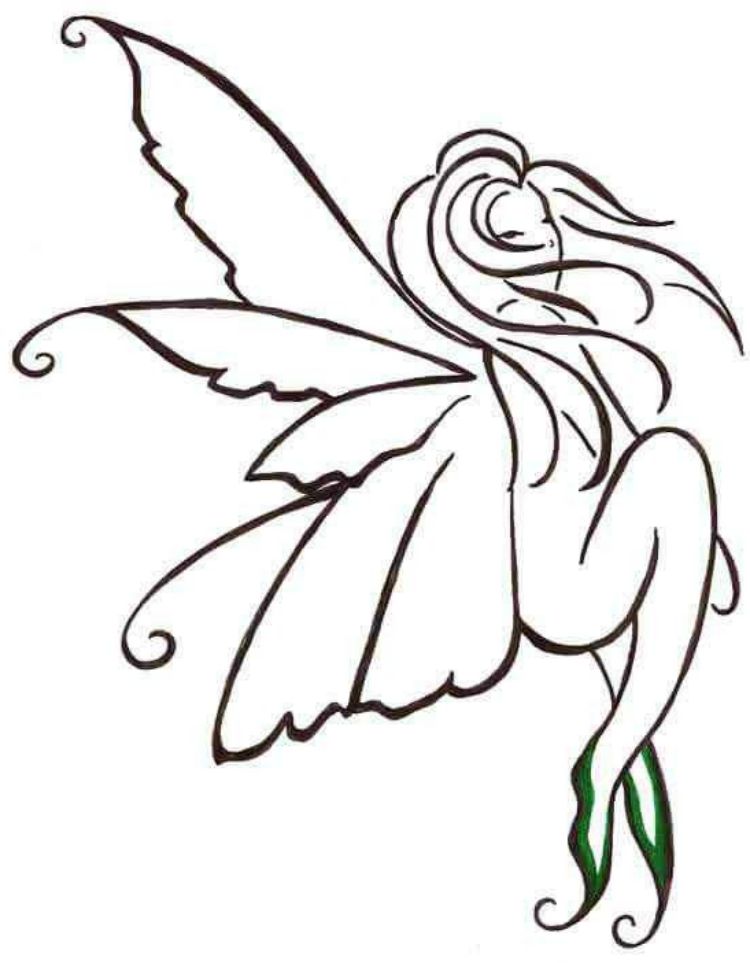 An outline fairy tattoo
