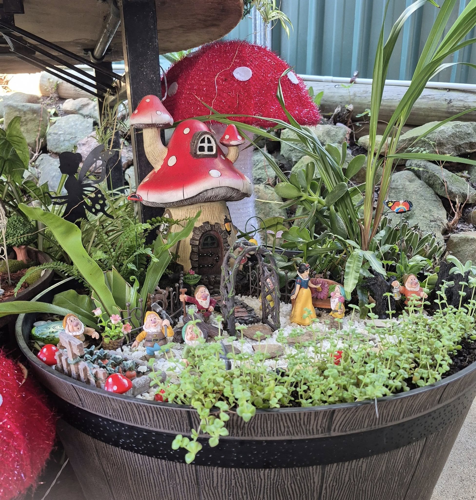 Fairy garden with toadstools