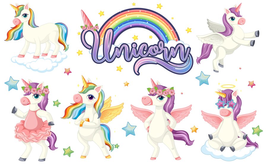 unicorns and a rainbow