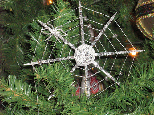 a tinsel spider web