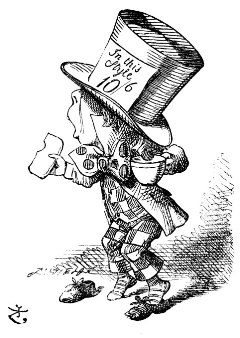A cartoon of the Mad Hatter from Alice In Wonderland