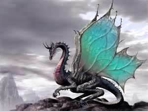A Medieval Dragon with blue wings
