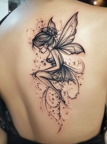 fairy tattoo on a back