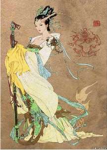 Chinese Dragon Painting of Goddess Nuwa