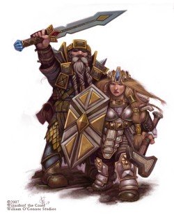 A medieval Dwarf with a sword