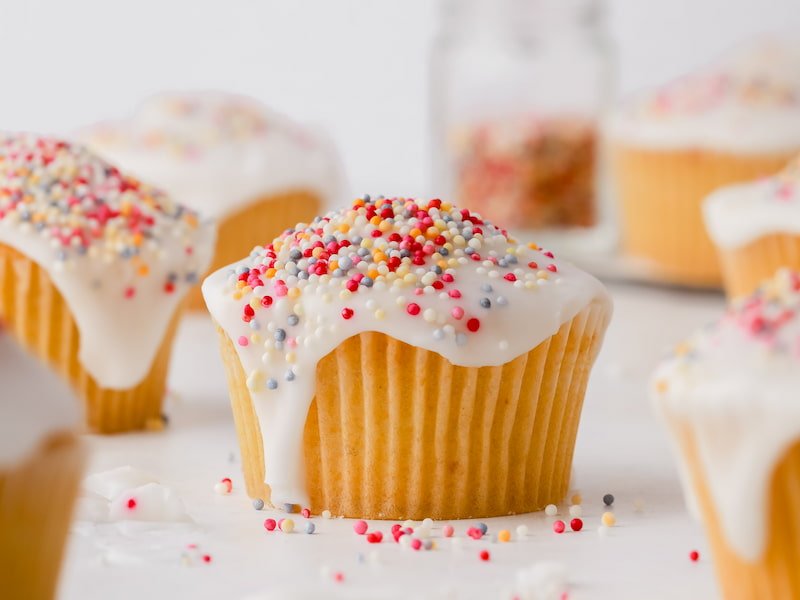 a fairy cake with sprinkles