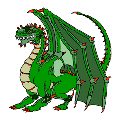 Finished Dragon Drawing in green