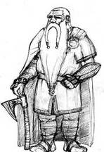 A pencil drawing of a dwarf knight