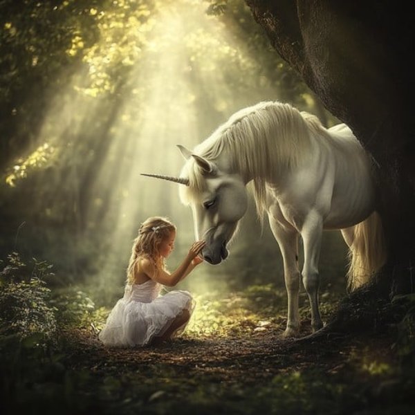 Unicorn and a girl